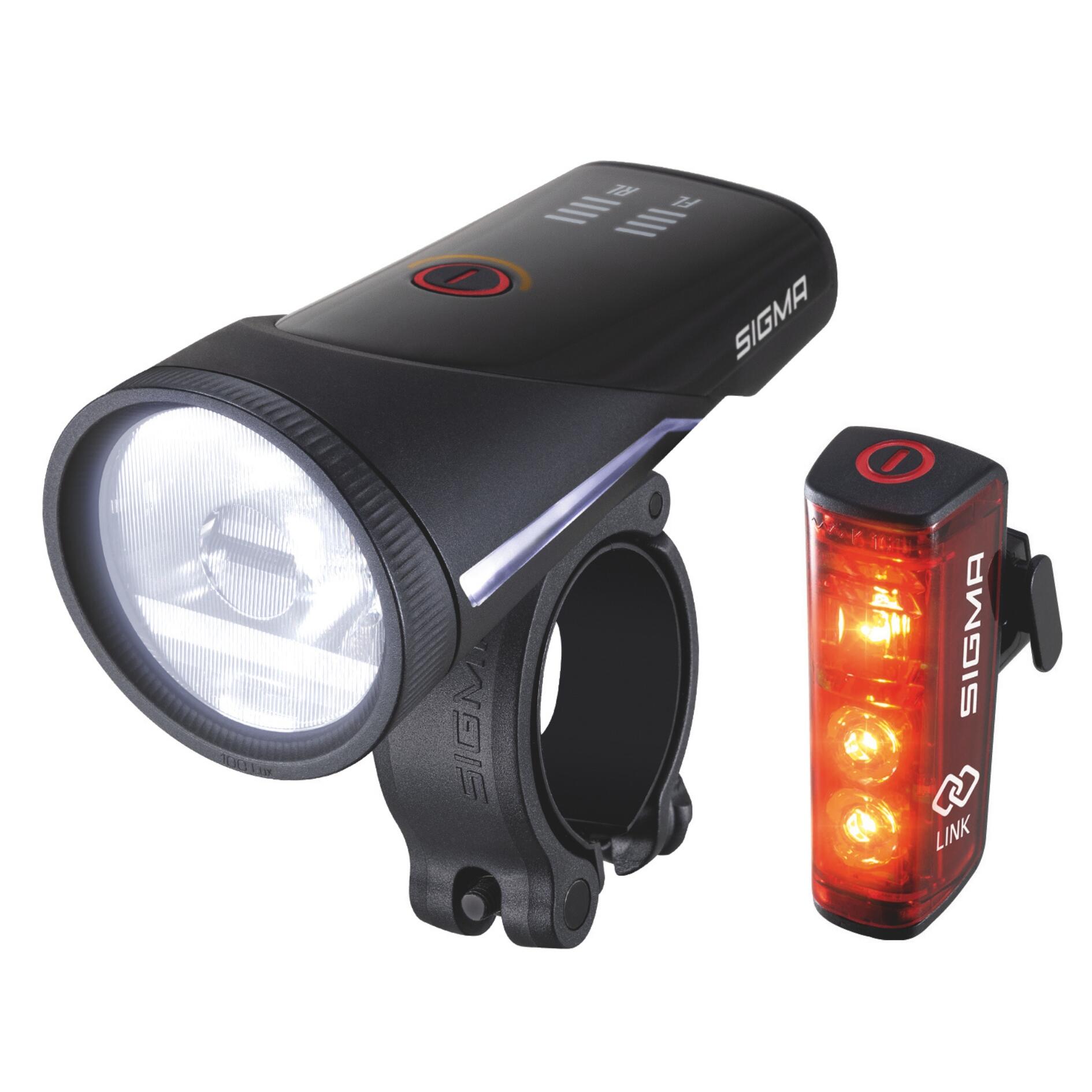 Sigma - Kit D'Éclairage Avant / Arrière Connecté Aura 100 / Blaze Link - Support À Vis - Éclairage Vélo - Incolore|noir - No Size - Decathlon