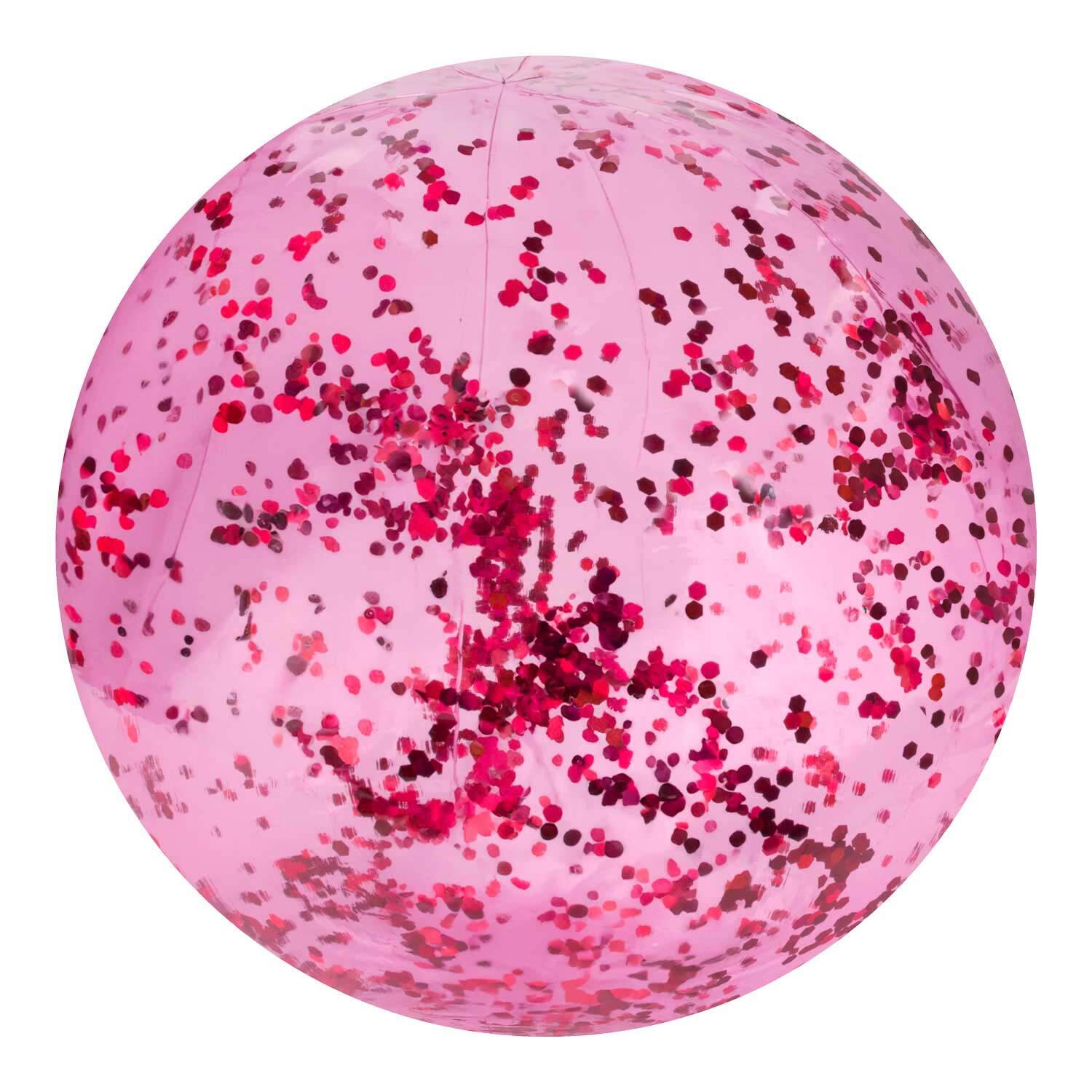 Pink Confetti 20" Beach Ball Inflatable Glitter Toy - Wild 'n Wet 1/7