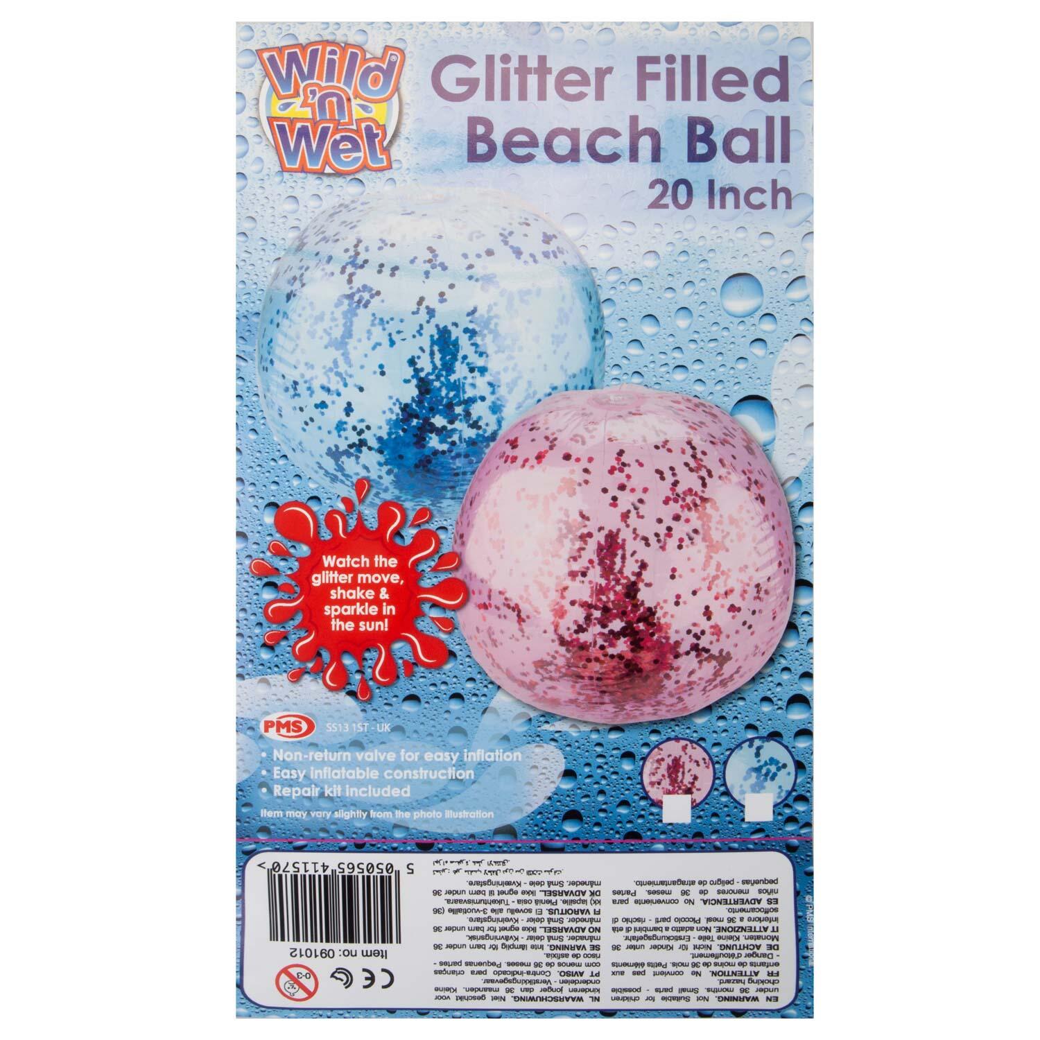 Pink Confetti 20" Beach Ball Inflatable Glitter Toy - Wild 'n Wet 7/7