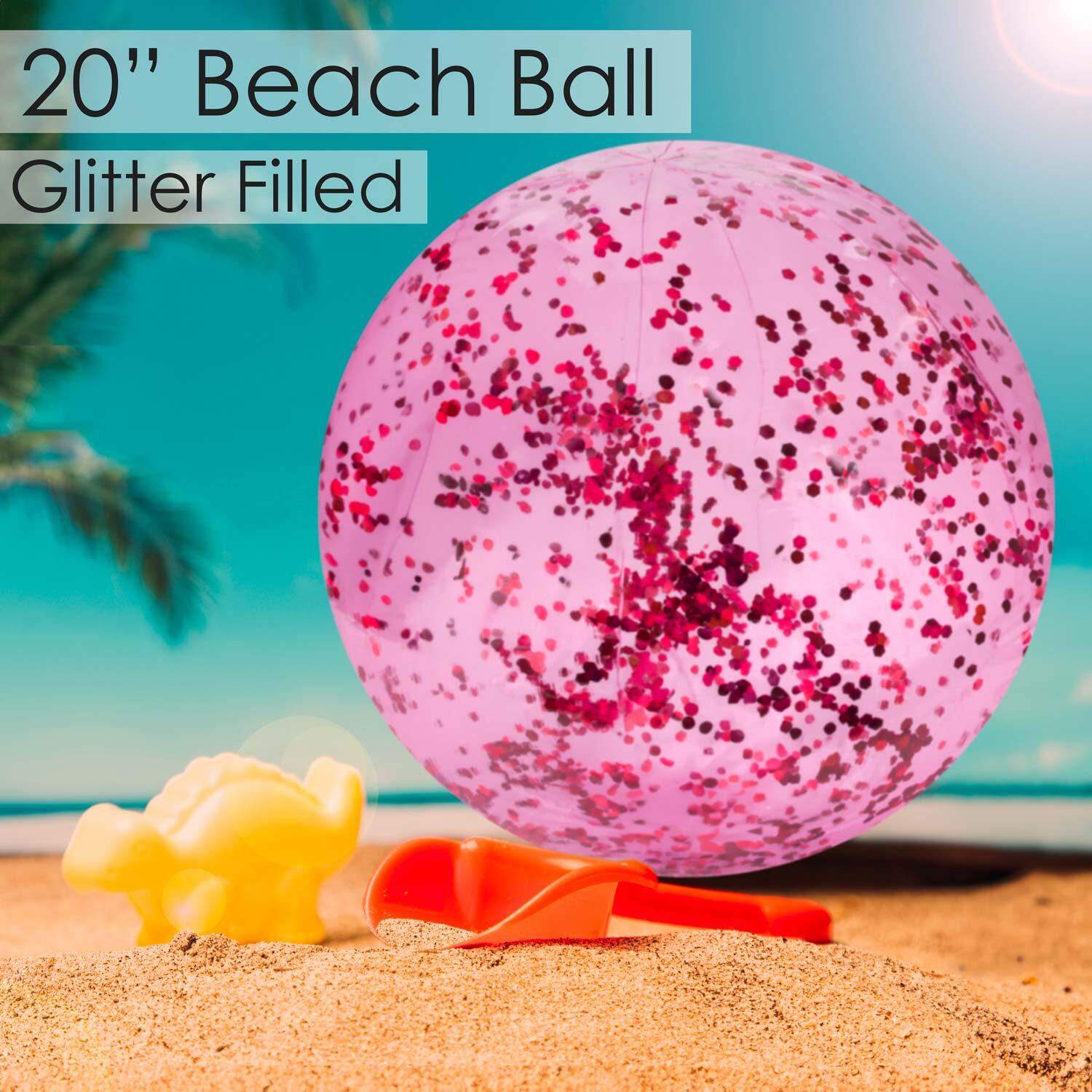 Pink Confetti 20" Beach Ball Inflatable Glitter Toy - Wild 'n Wet 2/7