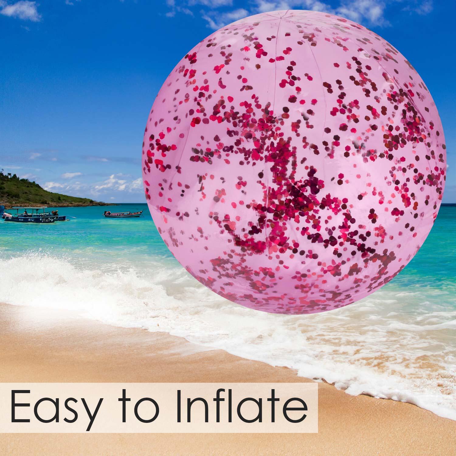 Pink Confetti 20" Beach Ball Inflatable Glitter Toy - Wild 'n Wet 5/7