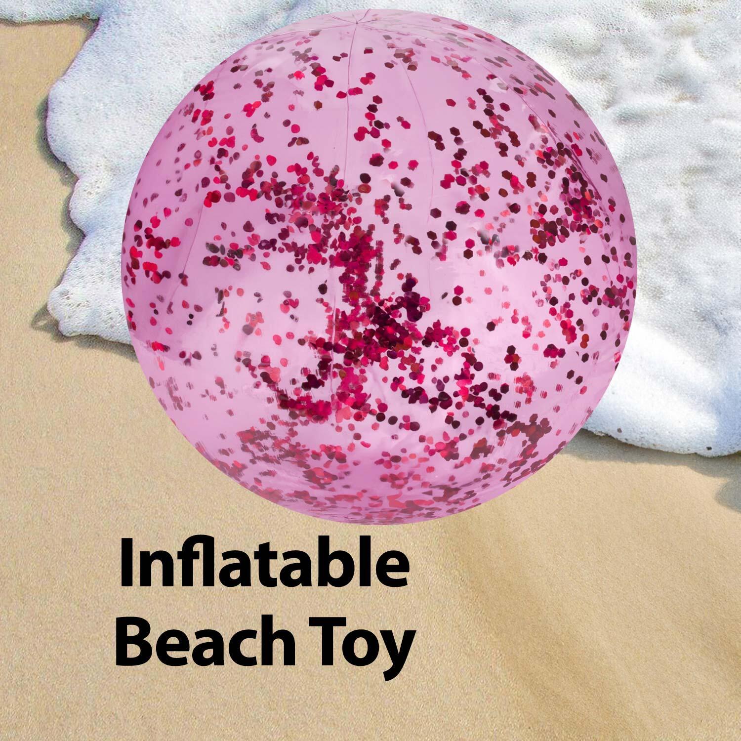 Pink Confetti 20" Beach Ball Inflatable Glitter Toy - Wild 'n Wet 6/7