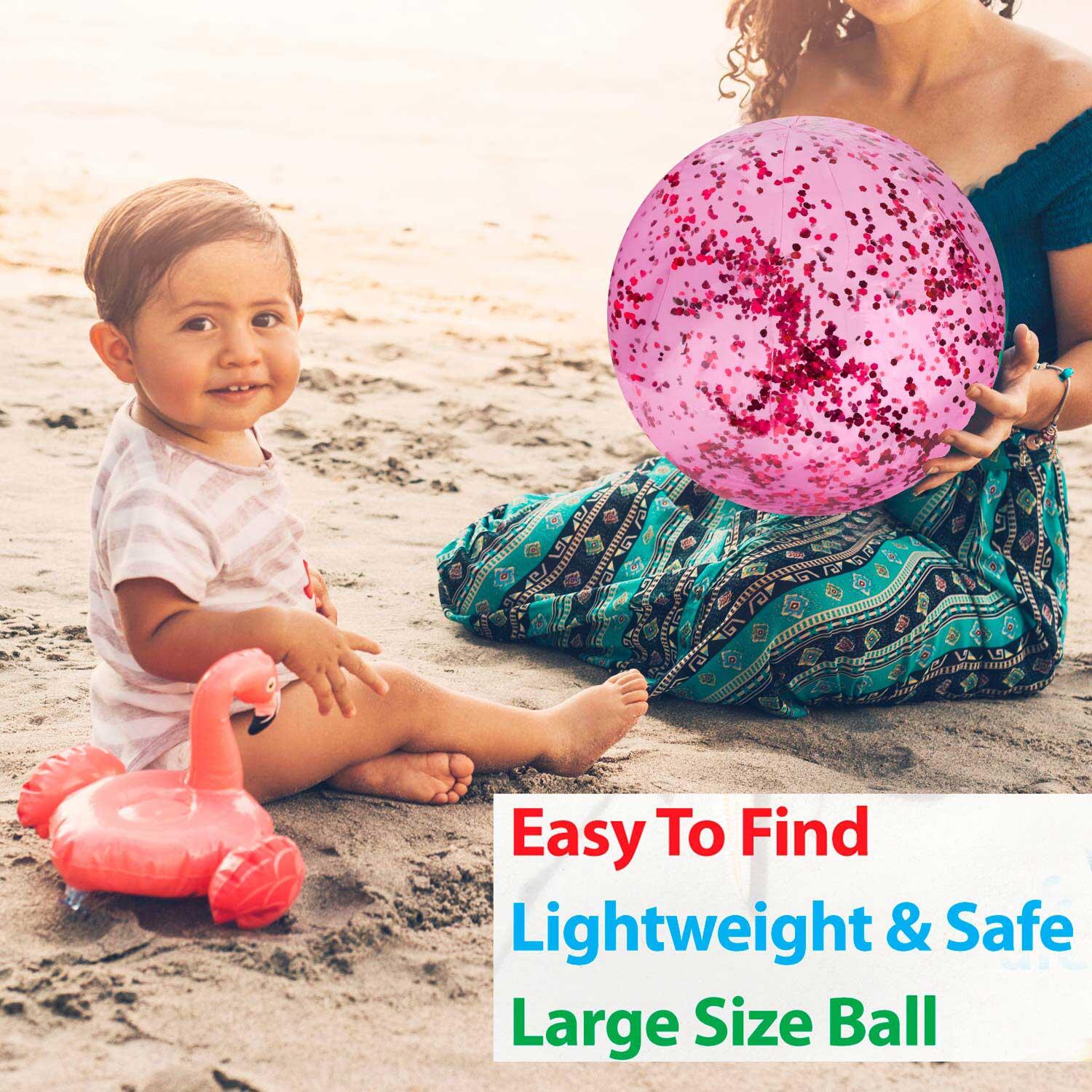 Pink Confetti 20" Beach Ball Inflatable Glitter Toy - Wild 'n Wet 4/7