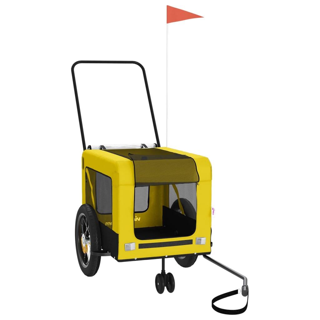 Remorque à vélo pour chien VidaXL - Confortable et durable jaune/noir 2/4
