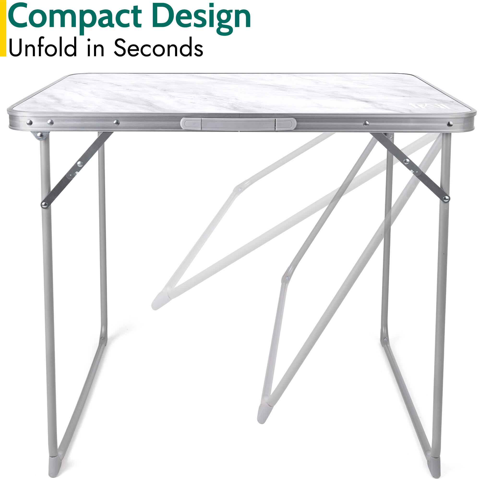 Folding Camping Picnic Table Portable Lightweight Wooden With Marble Effect 3/7