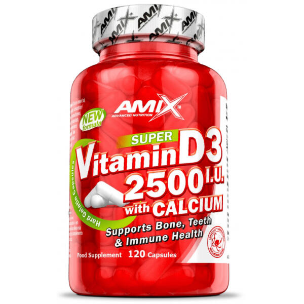 Vitamin D3 2500IU + Calcium - 120 Capsules Amix Nutrition