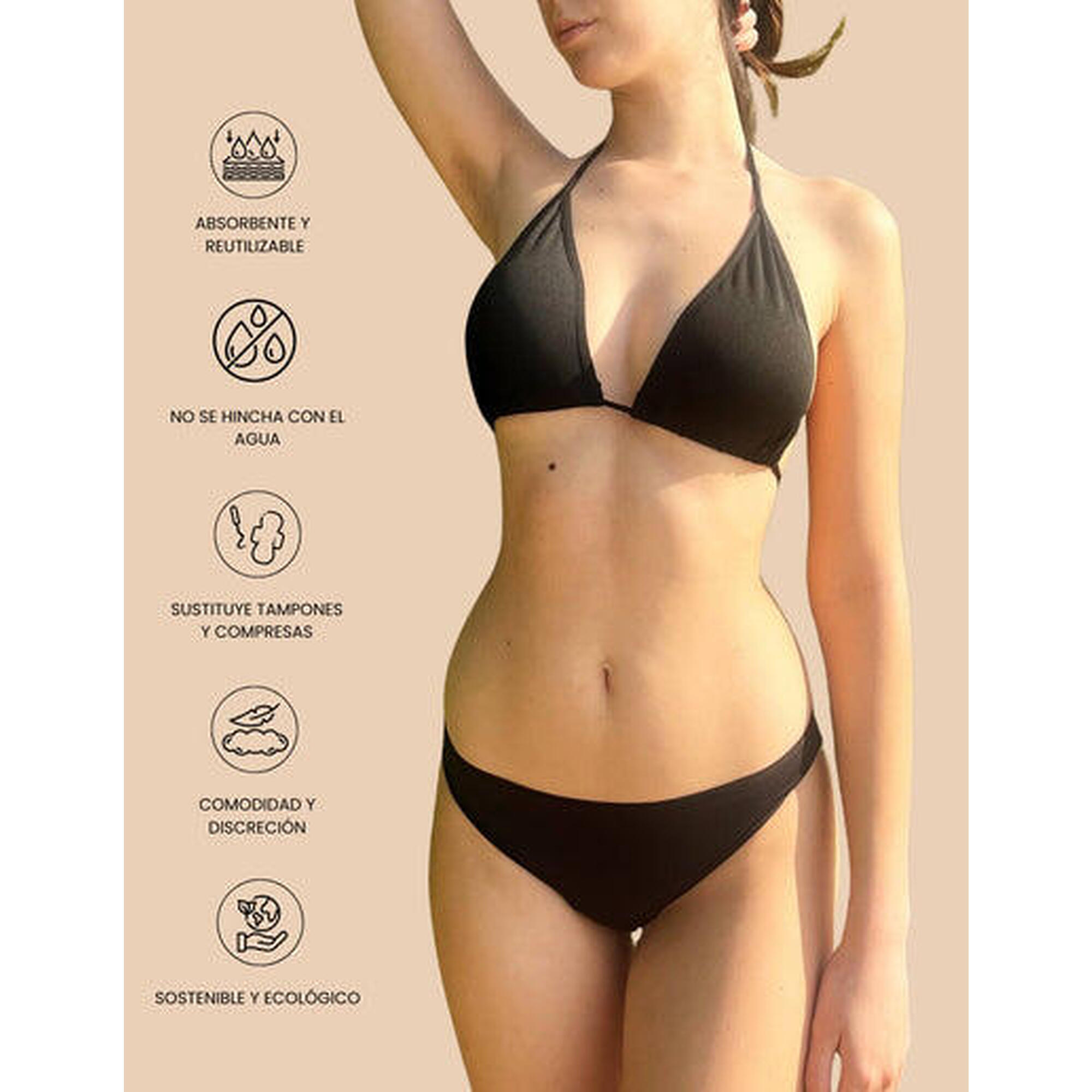 Anaissa - Brésilien Bikini Complet Menstruations Abondantes  Mara - Maillot De Bain Shorty - Noir - 40 M - Decathlon