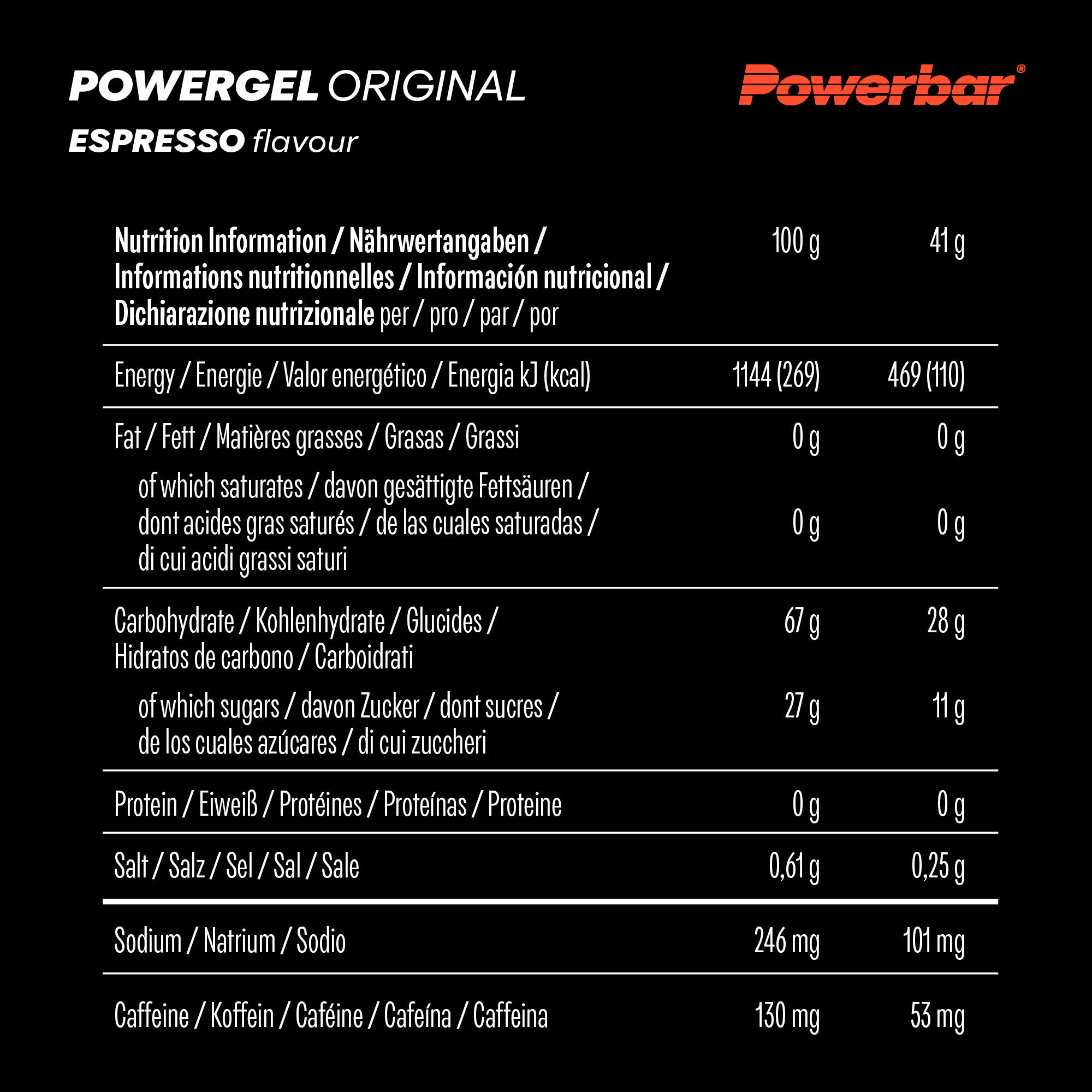 Gel PowerBar PowerGel Original 24x41gr Espresso Caffeine 6/7