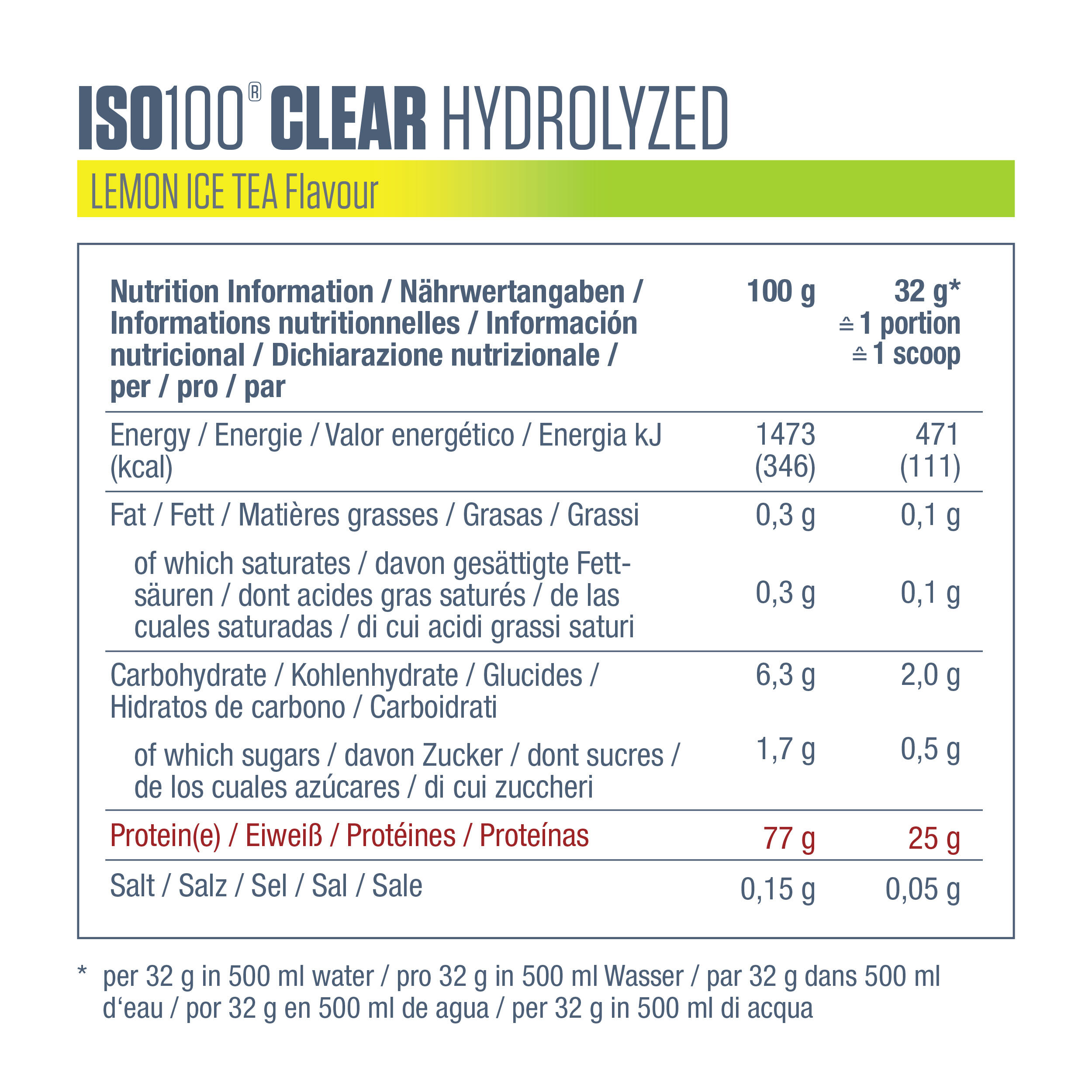 Dymatize ISO 100 Clear (512g) Lemon Ice Tea - Protéines - Protéines claires 6/6