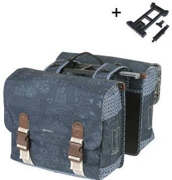 Basil dubbele fietstas bohème mik 35l - indigo blauw