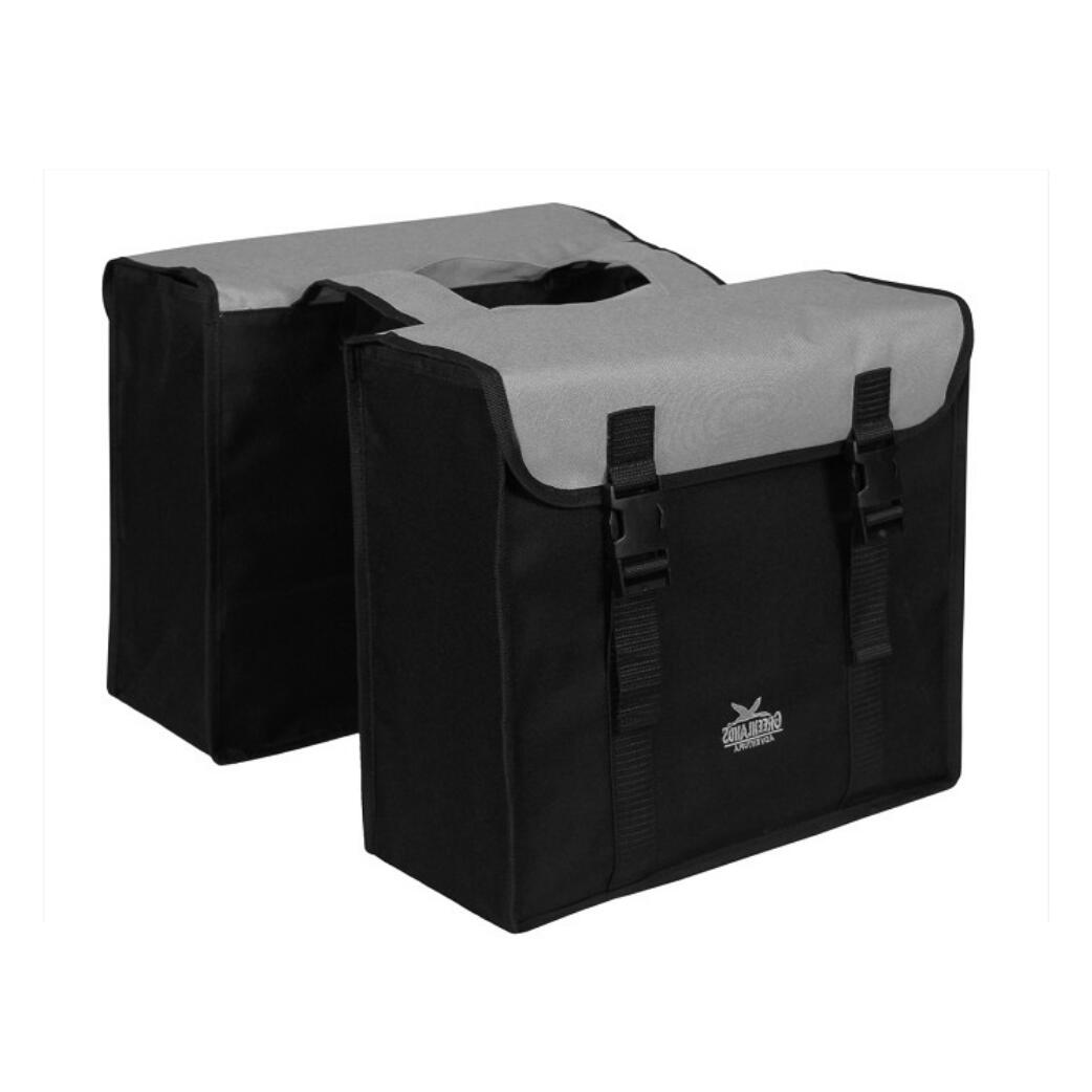 GREENLANDS Groene Dubbele Fietstas - Zwart-Grijs, 38x34x13cm, 35L