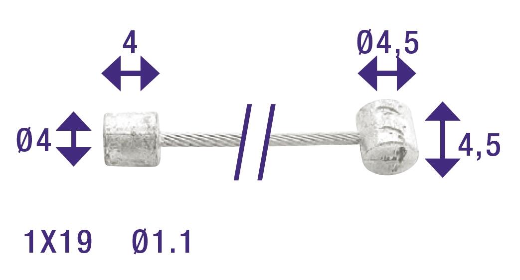 Schakel Binnenkabel 2250Mm Rvs Ø1,1Mm 3/6