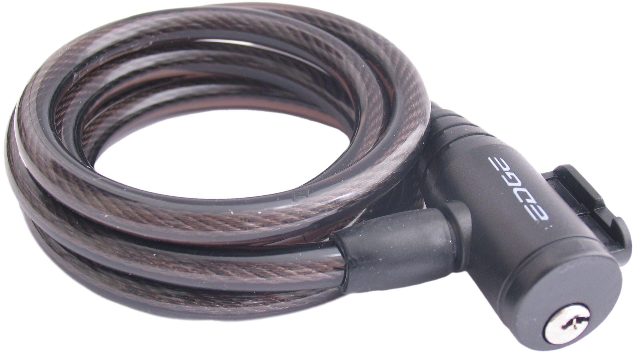 EDGE Robustes Spiralschloss für Fahrräder - Ø8 mm, 120 cm, Schwarz