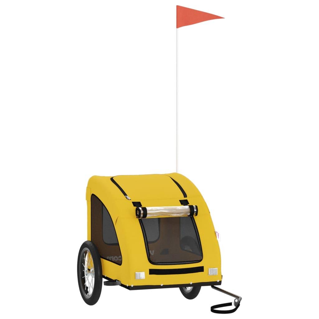 Remorque à vélo pour chien VidaXL en tissu Oxford et fer jaune 2/4