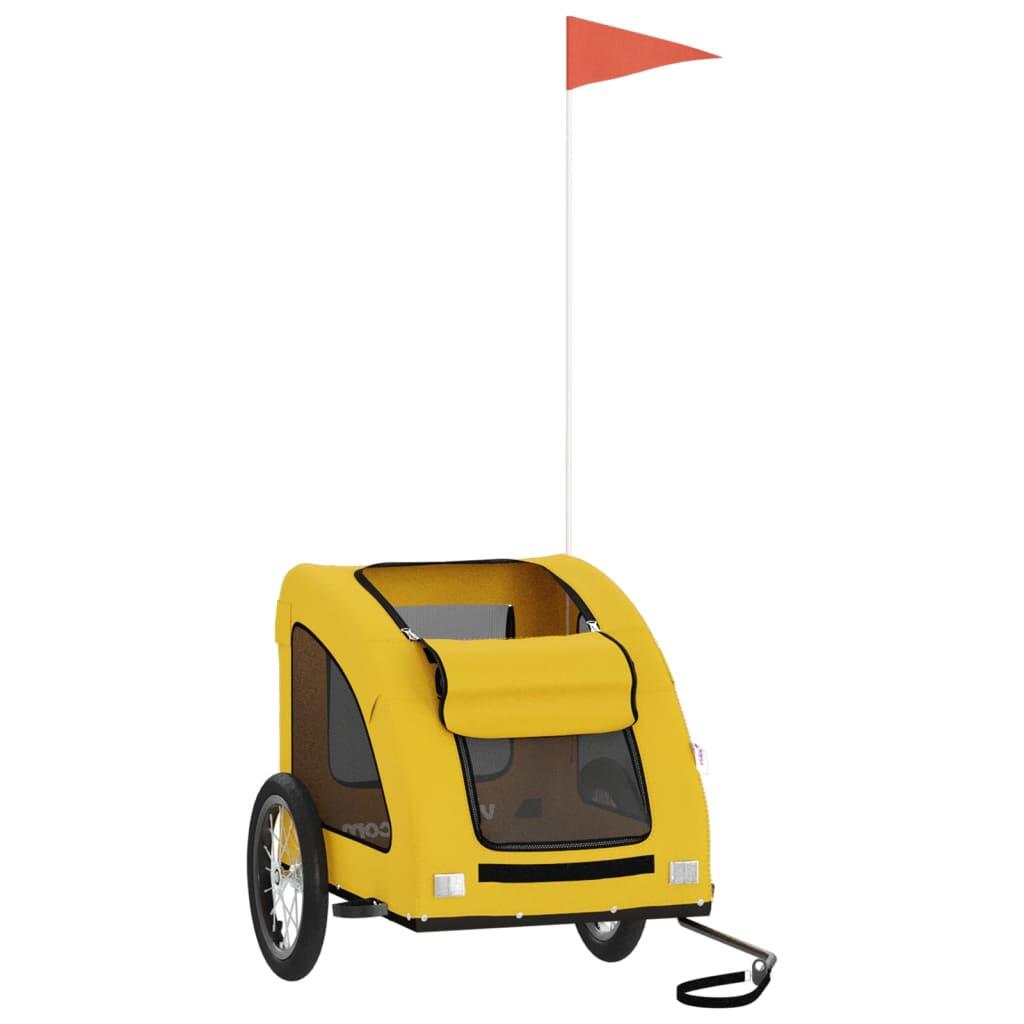 Remorque à vélo pour chien VidaXL en tissu Oxford et fer jaune 3/4