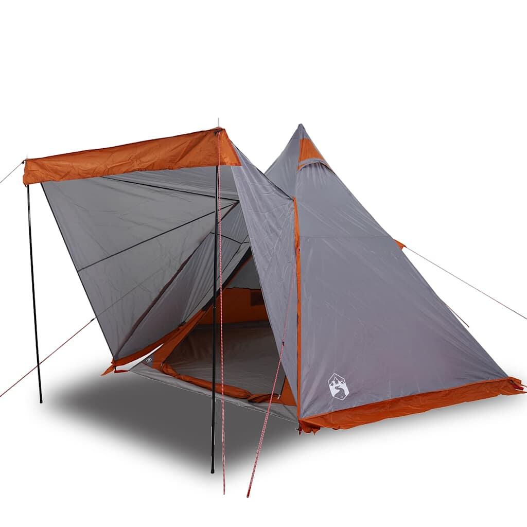 Tente tipi VidaXL 6 personnes imperméable gris et orange 2/7