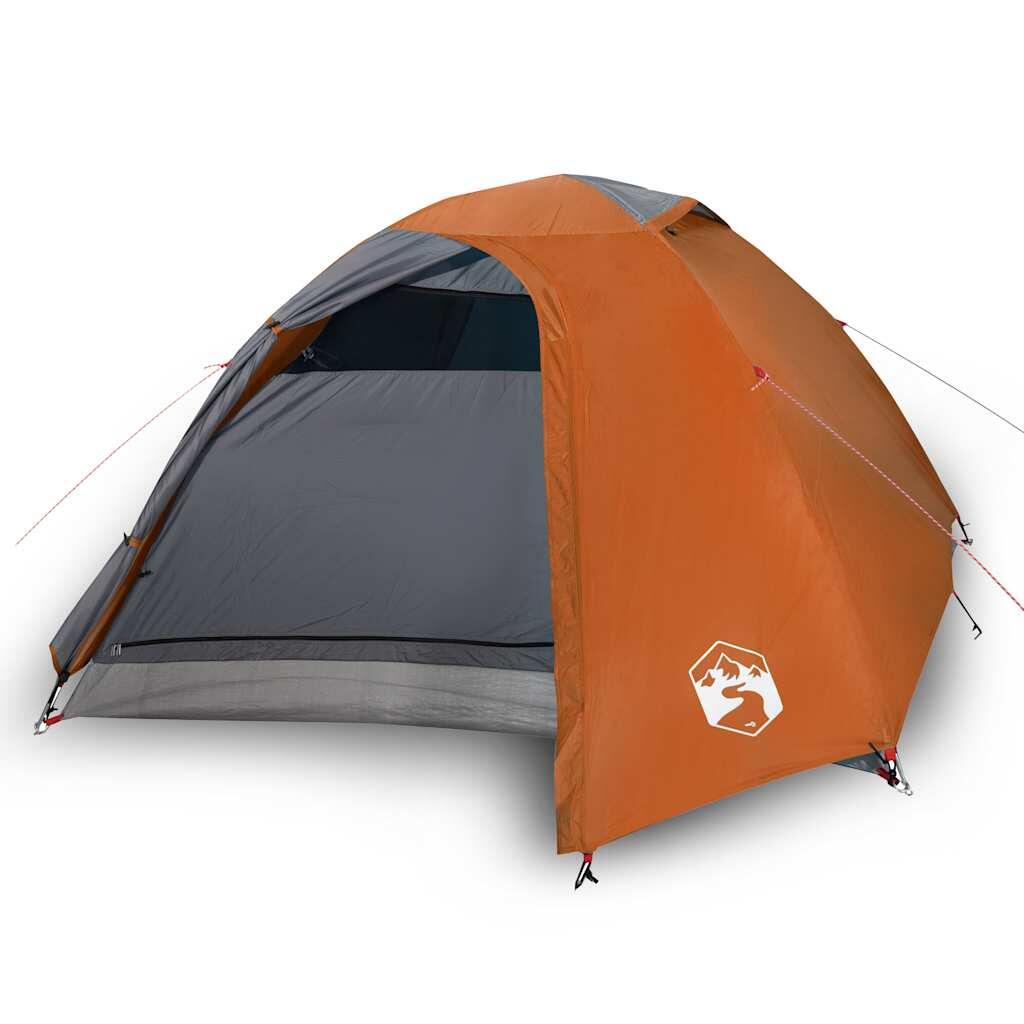 Vidaxl Tente Dôme 4 Personnes - Étanche Gris et Orange 2/7