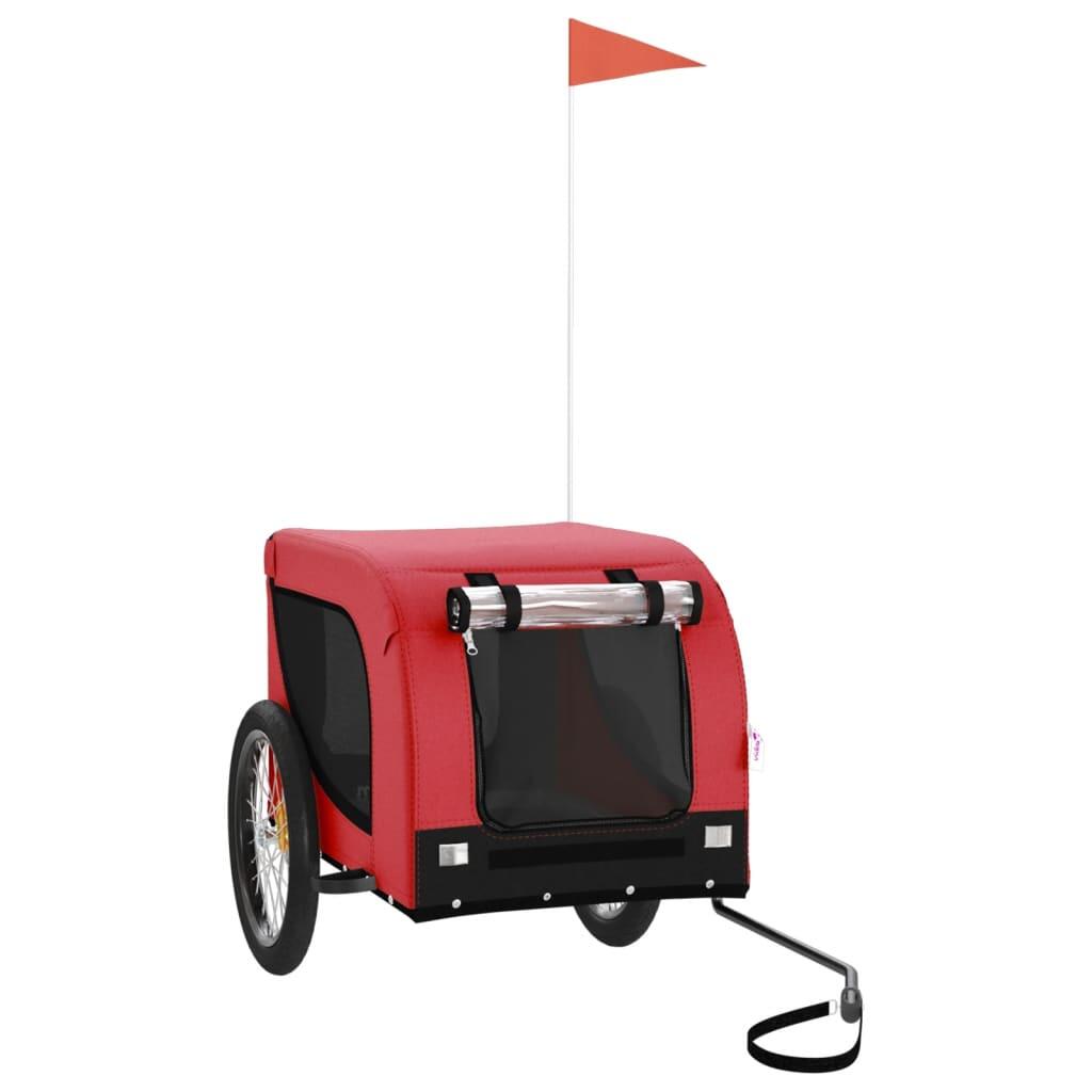 Remolque de Bicicleta para Perros VidaXL en Rojo y Negro de Tela Oxford 2/4