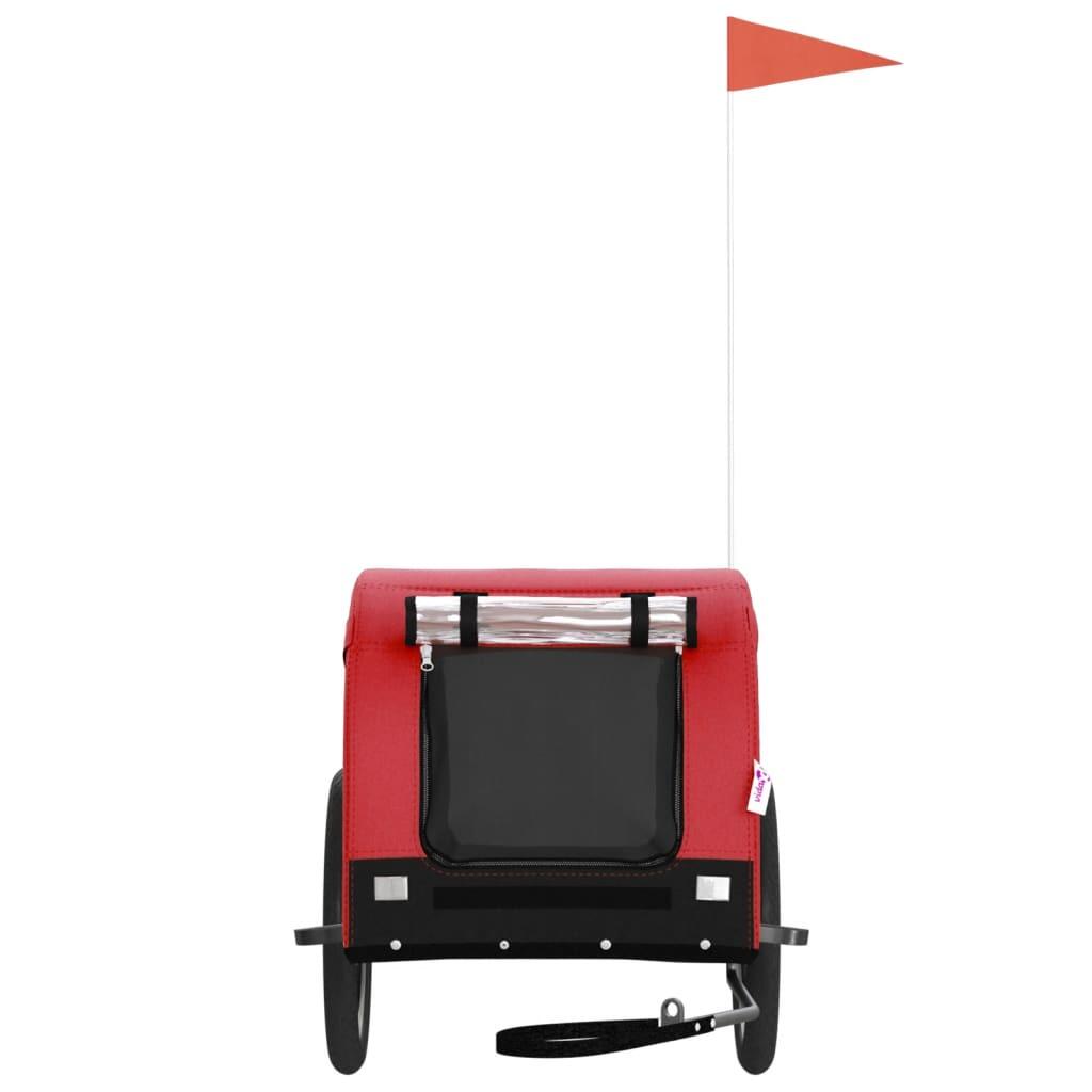 Remolque de Bicicleta para Perros VidaXL en Rojo y Negro de Tela Oxford 3/4