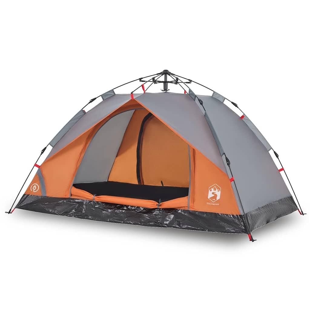 Tente Dôme VidaXL 3 Personnes - Gris et Orange 2/7