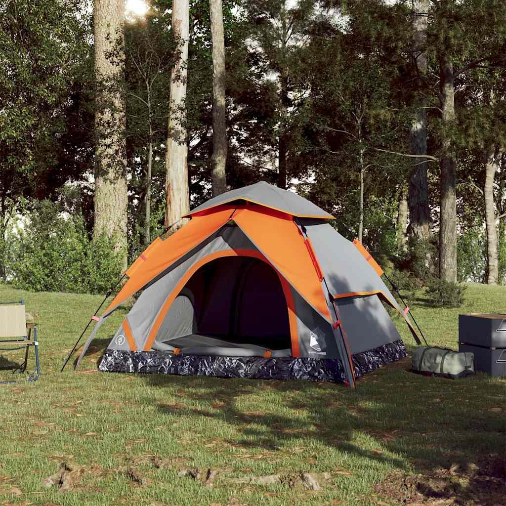 Tente dôme VidaXL 3 personnes à ouverture rapide gris et orange 3/7