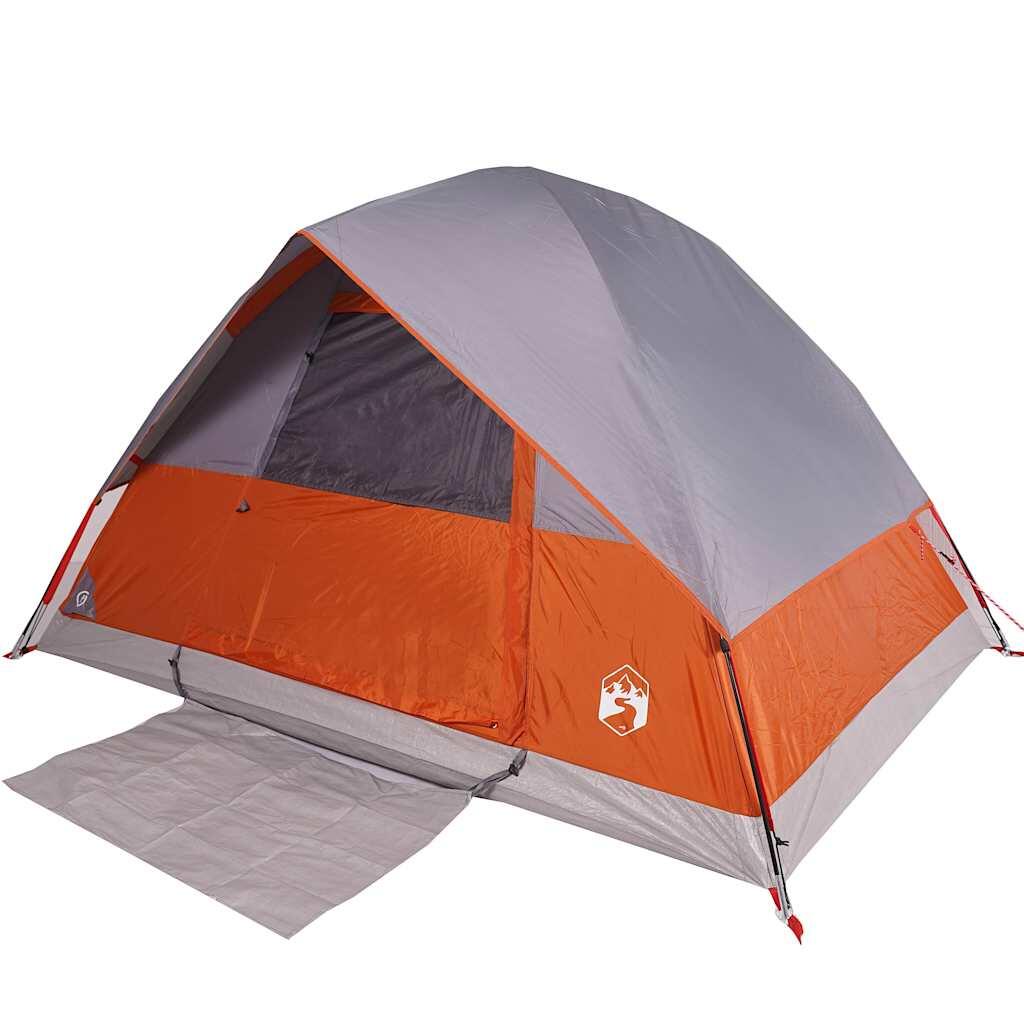 Vidaxl Tente Dôme Étanche 4 Personnes en Gris et Orange 3/7
