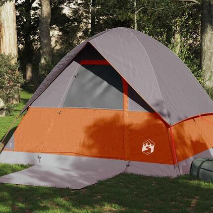 Vidaxl Tente Dôme Étanche 4 Personnes en Gris et Orange