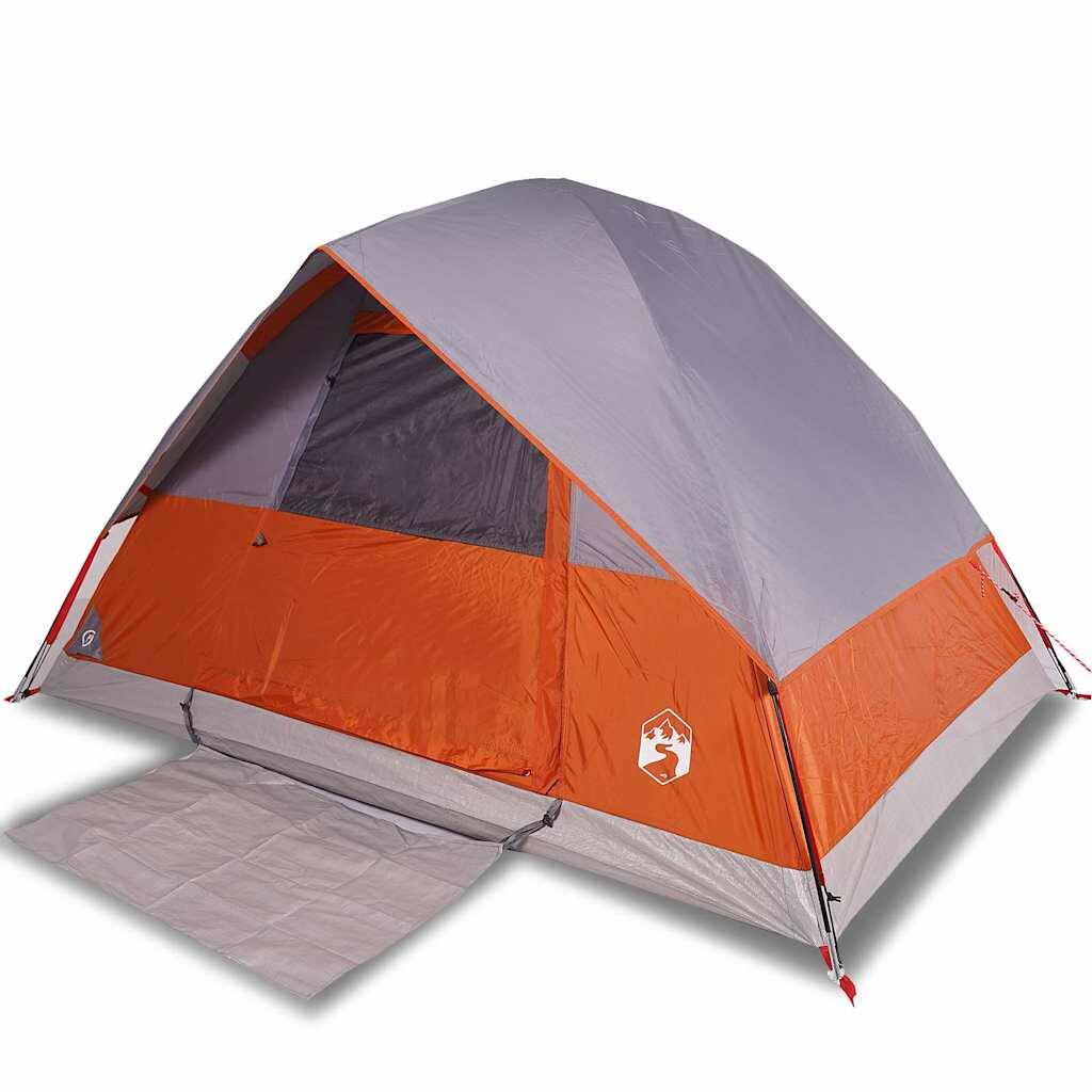 Vidaxl Tente Dôme Étanche 4 Personnes en Gris et Orange 2/7