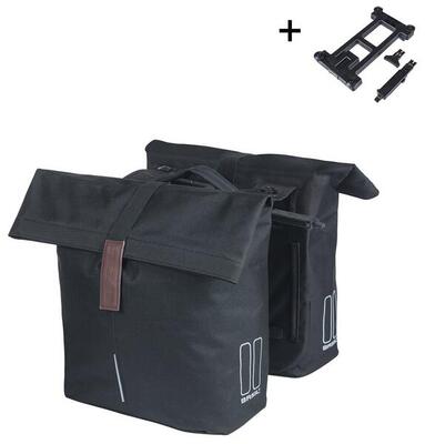 Basil city dubbele fietstas mik 28-32l zwart - compacte en ruime tas