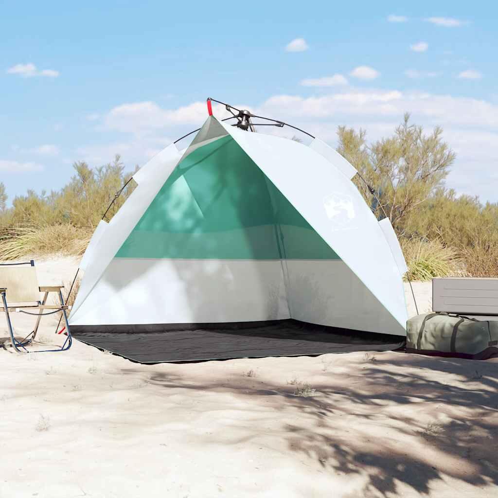 Tente de plage VidaXL imperméable ouverture rapide 205x200 cm vert mer 3/7