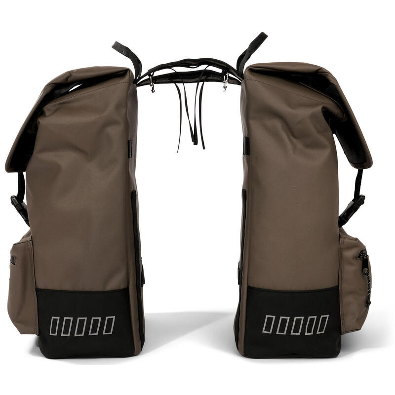 Podwójna Torba Rowerowa Z Recyklingu Cargo 38 Litrów 30 X 15 X 42 Cm - Brązowa