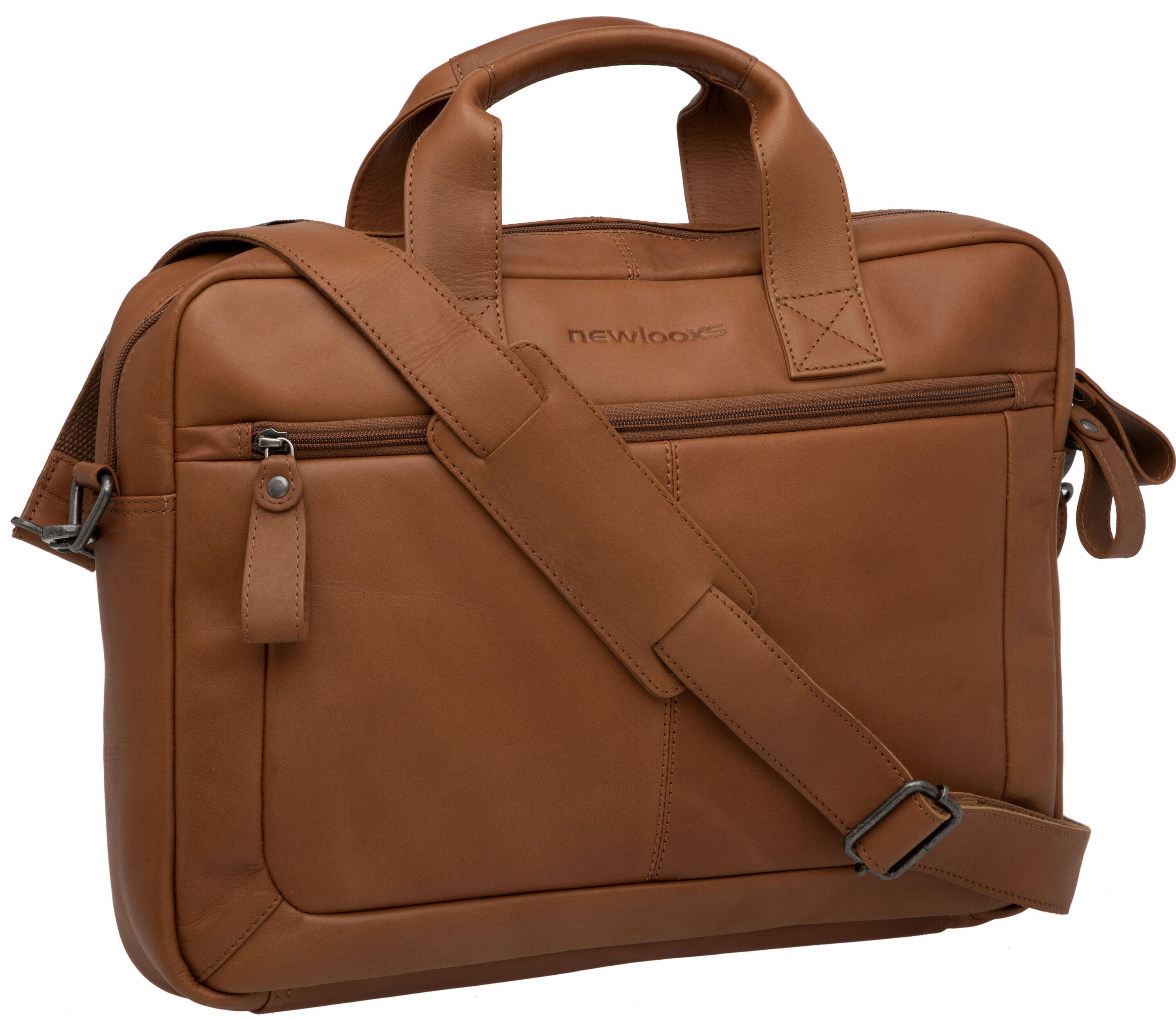 NEW LOOXS Stijlvolle Laptoptas New Looxs Luko van Leer in Cognac