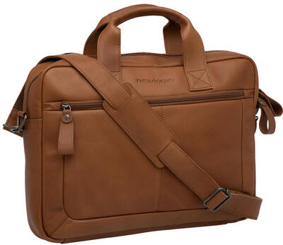 Stijlvolle laptoptas new looxs luko van leer in cognac