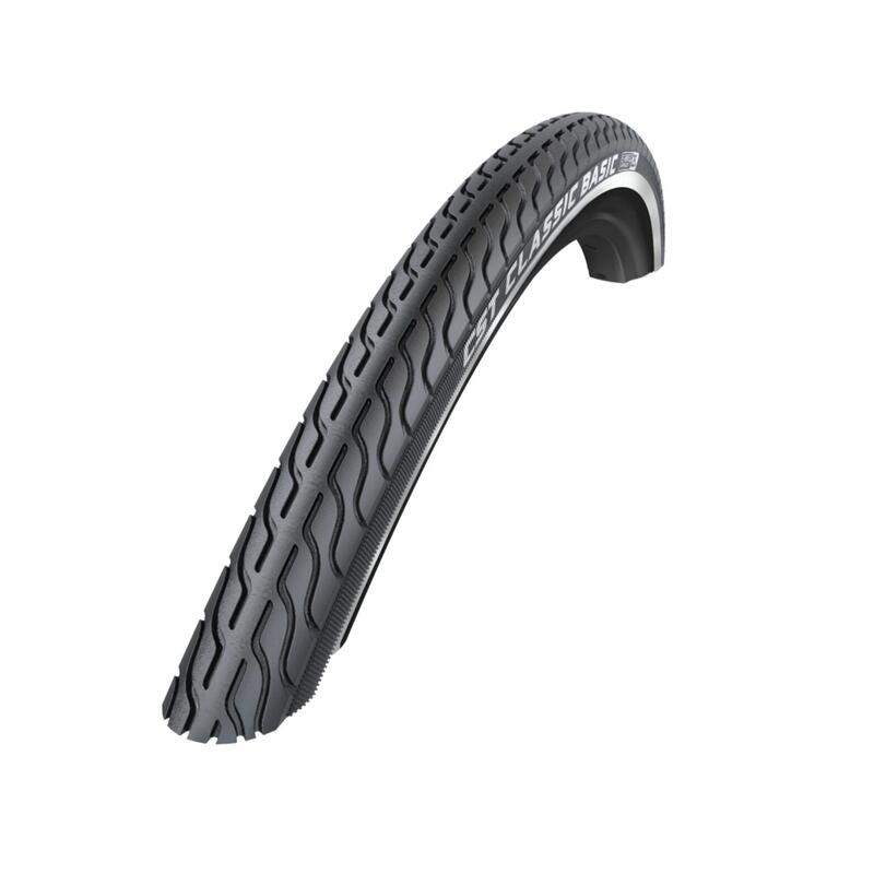 Opona Basic 24 X 1 3/8 Czarna Z Odblaskowymi Liniami