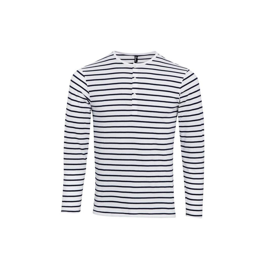 Premier Mens Long John Stripe Roll Sleeve T-Shirt