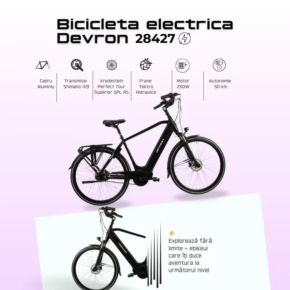 Vélo électrique Devron 28427 - 28 pouces, taille M, noir mat 3/5
