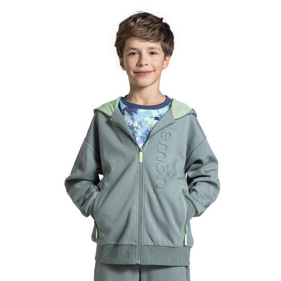 Kinder Trainingsjacke mit Reißverschluss und Kapuze WL5 olivgrün