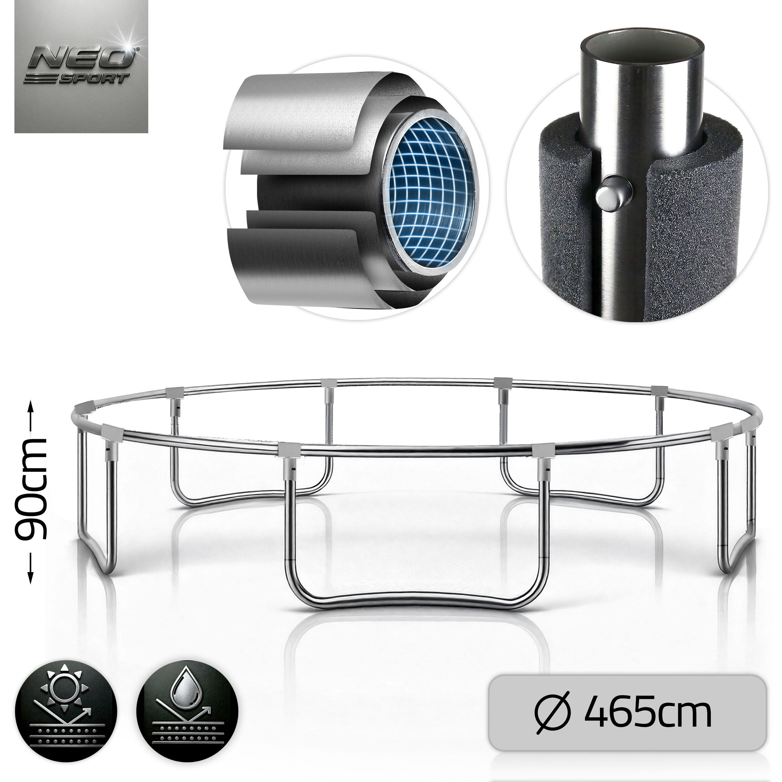 Trampolina ogrodowa z siatką zewnętrzną Neo-Sport 465cm 15ft 6/7