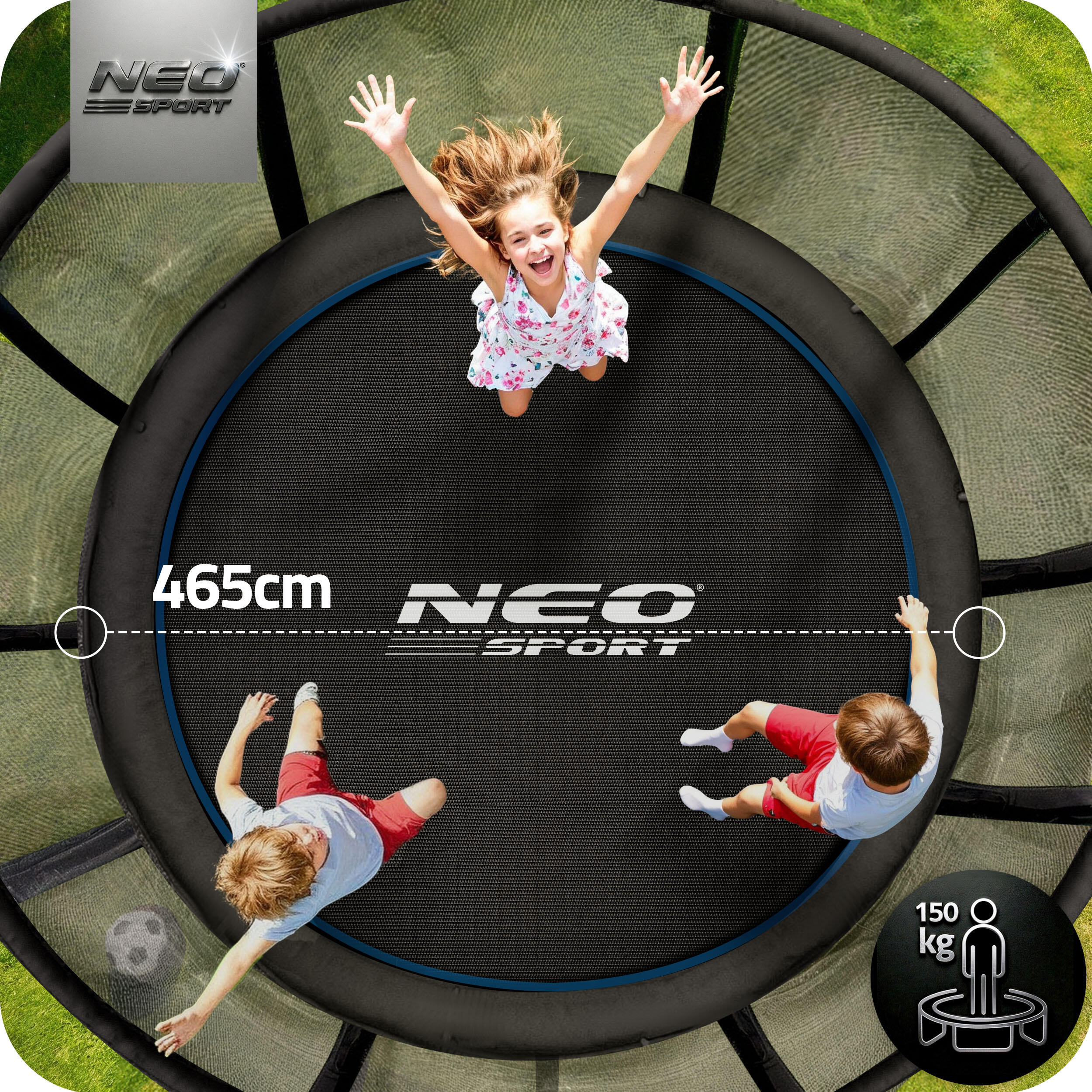 Trampolina ogrodowa z siatką zewnętrzną Neo-Sport 465cm 15ft 3/7