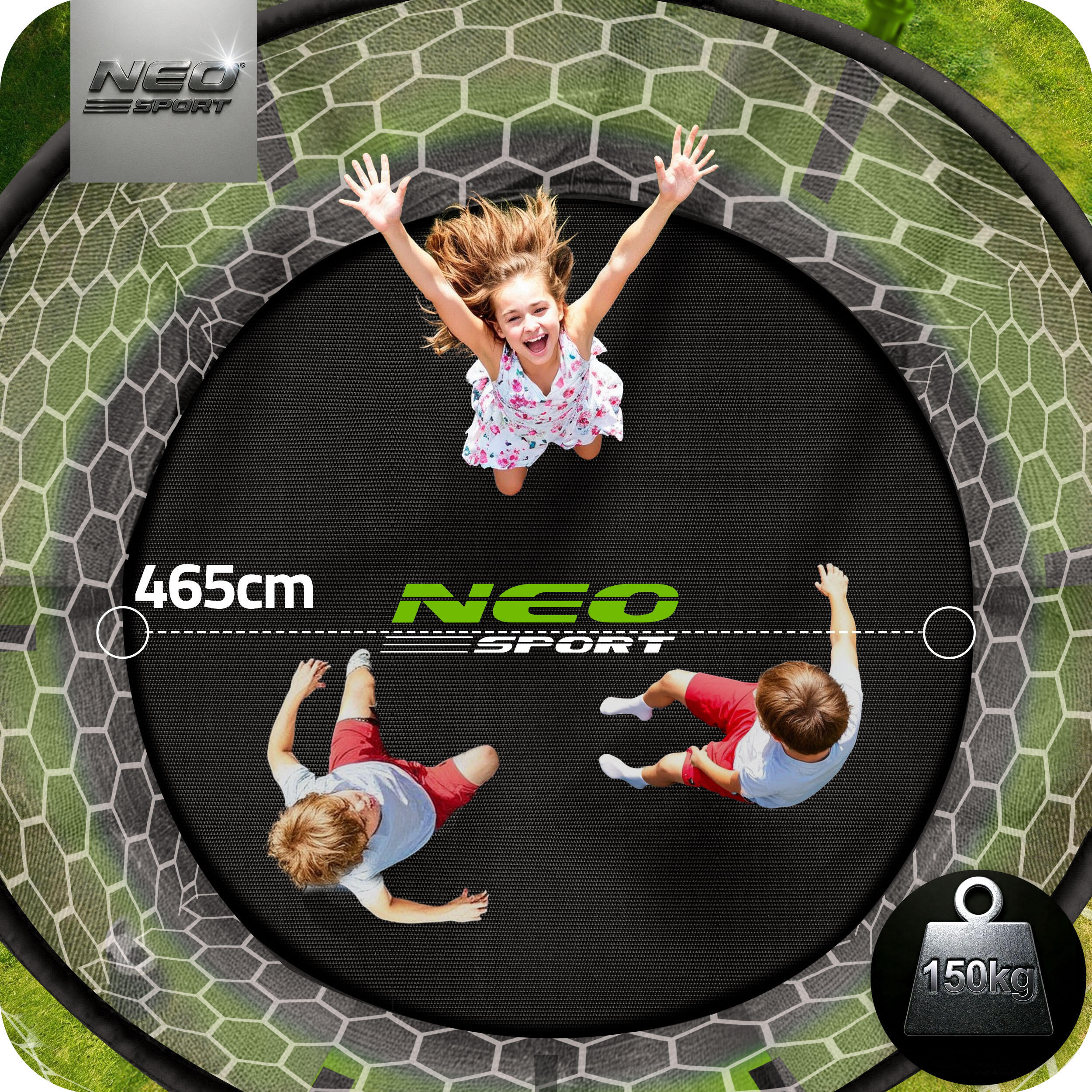 Trampolina ogrodowa z siatką wewnętrzną Neo-Sport 465cm 15ft 3/7