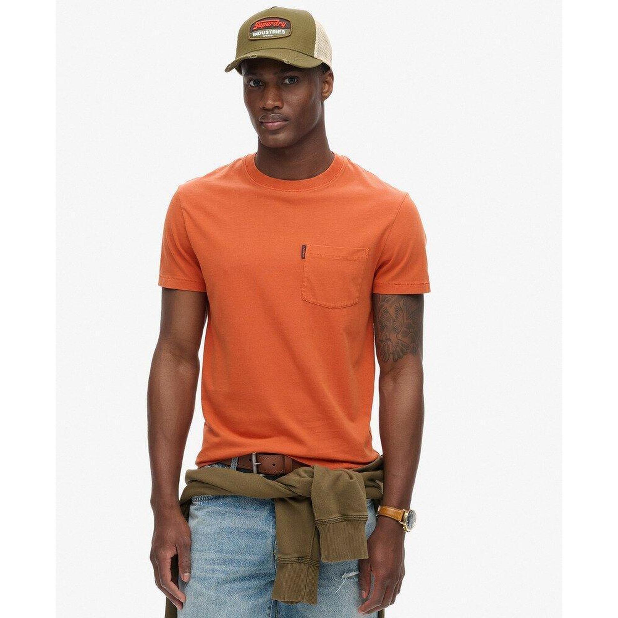 Superdry - Tee-shirt À Poche Essentiel Lavé - T-shirt Manches Courtes - Marron - Decathlon