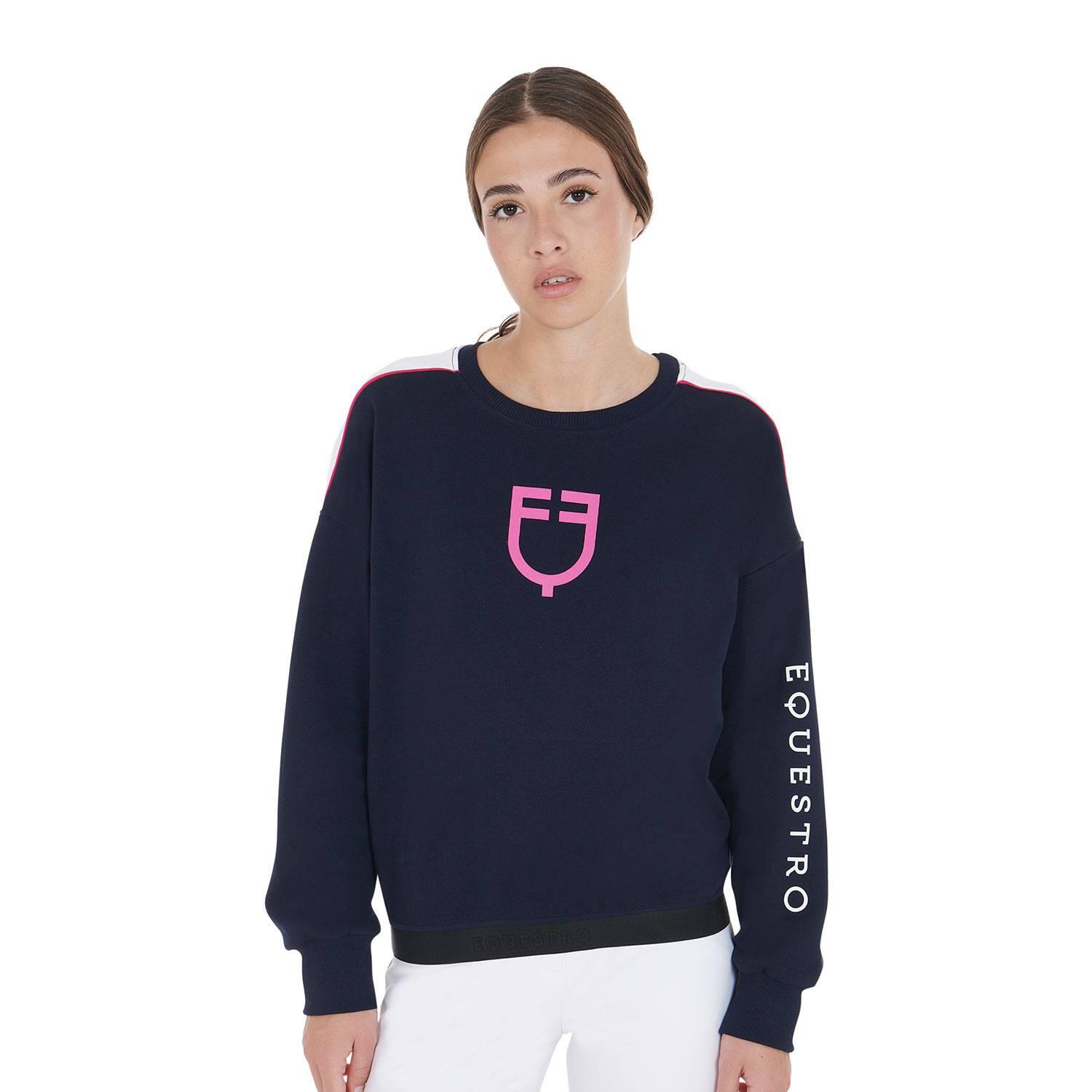 Sweat-shirt à col rond marine/fuchsia - Equestro 1/1