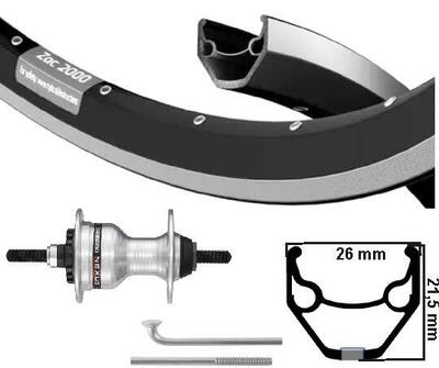 Kgs voorwiel 28 inch (622) zac2000 zwart en zilver met rollerbrake
