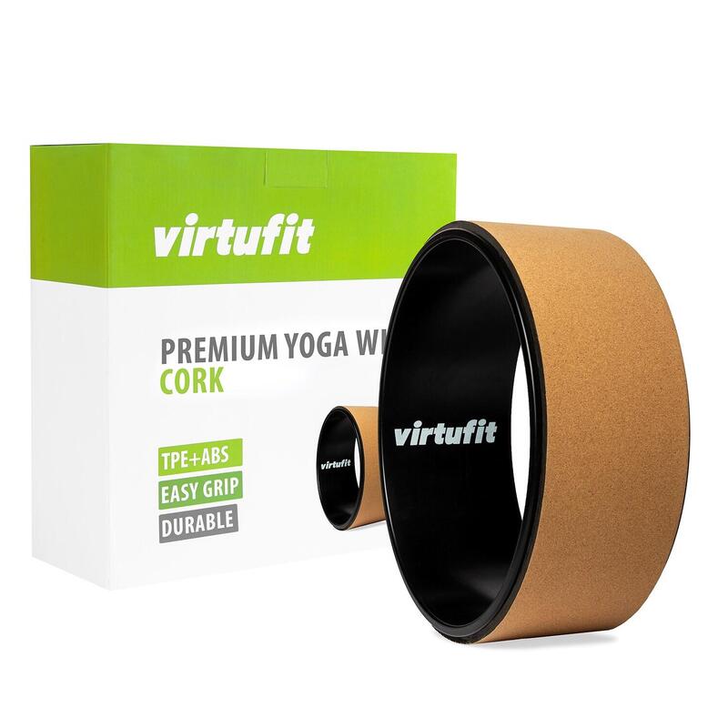 ROATA YOGA VIRTUFIT PREMIUM, STRAT ESTERIOR DE PLUTA - CORK YOGA WHEEL - 33 CM