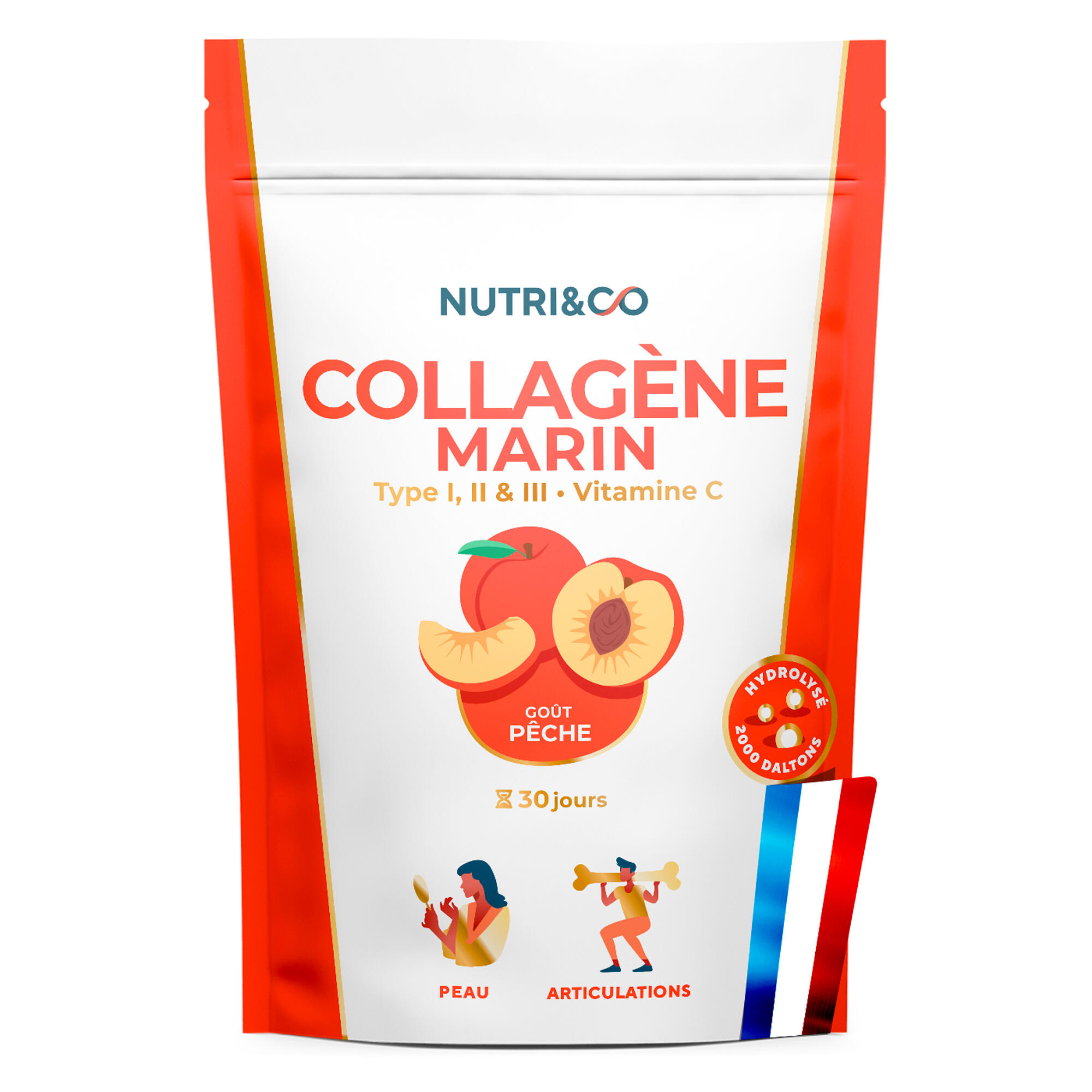 Nutri&co - Collagène Marin - Santé Et Prévention Articulaire - Goût Pêche - 180g - Vitamines - Decathlon