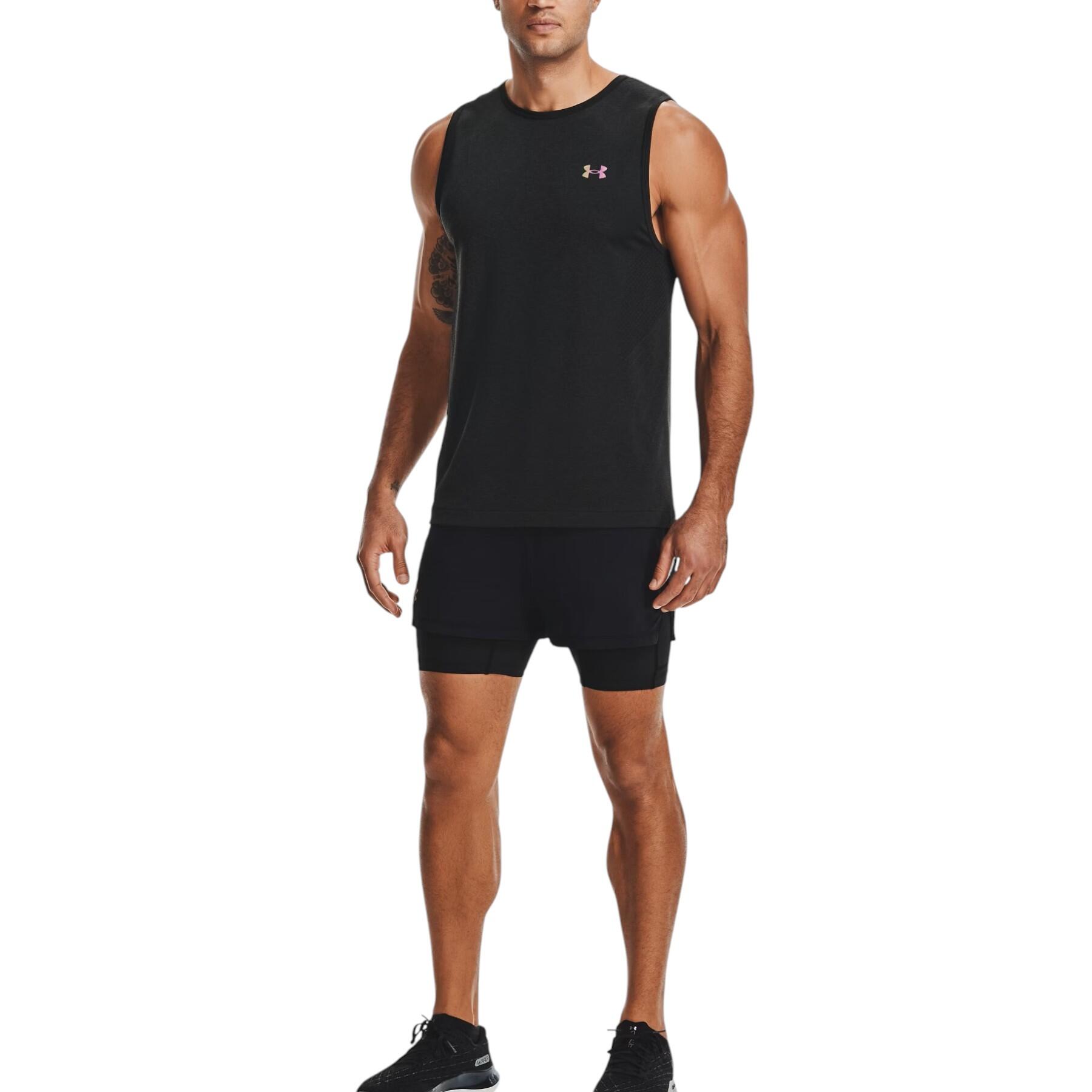 Under Armour Mens Vests Tank Top Summer Training Gym Tops Running Black 2/4