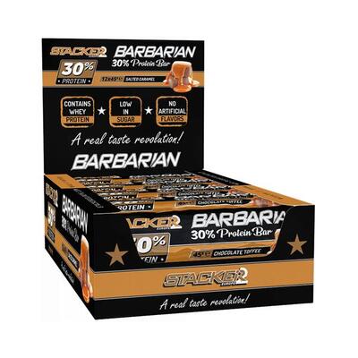 Stacker2 barbarian bar (12x45g) chocolate toffee - repen - eiwit repen