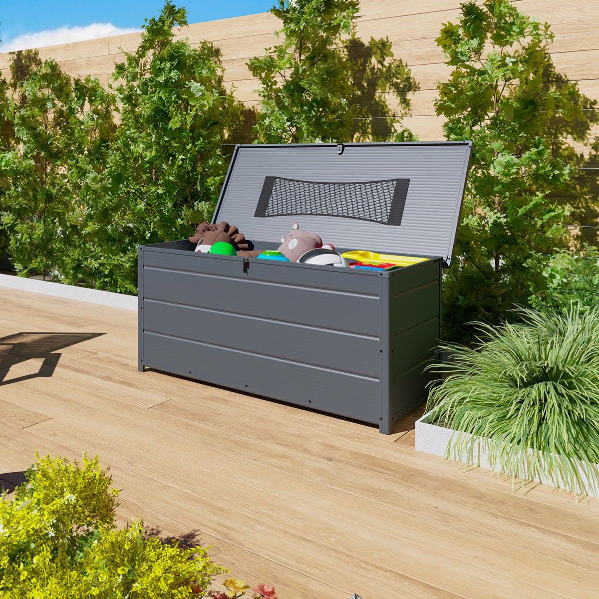 Coffre de jardin 465 L en résine anthracite 1/4