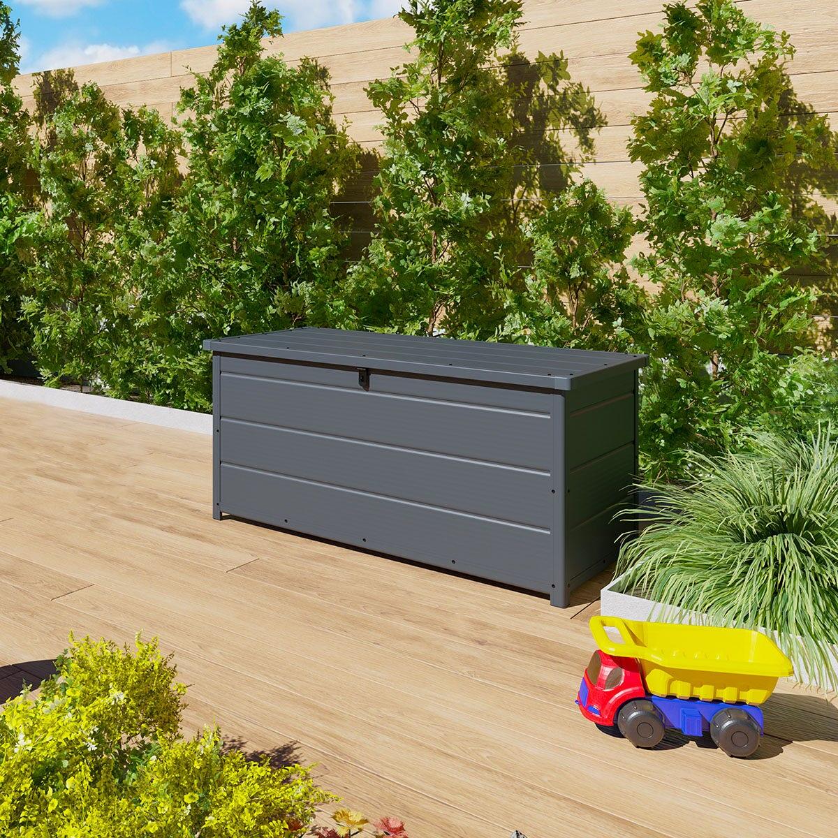 Coffre de jardin 465 L en résine anthracite 3/4