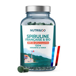 Spiruline BIO 100% Française - 20% de Phycocyanine - 120 comprimés de 500 mg